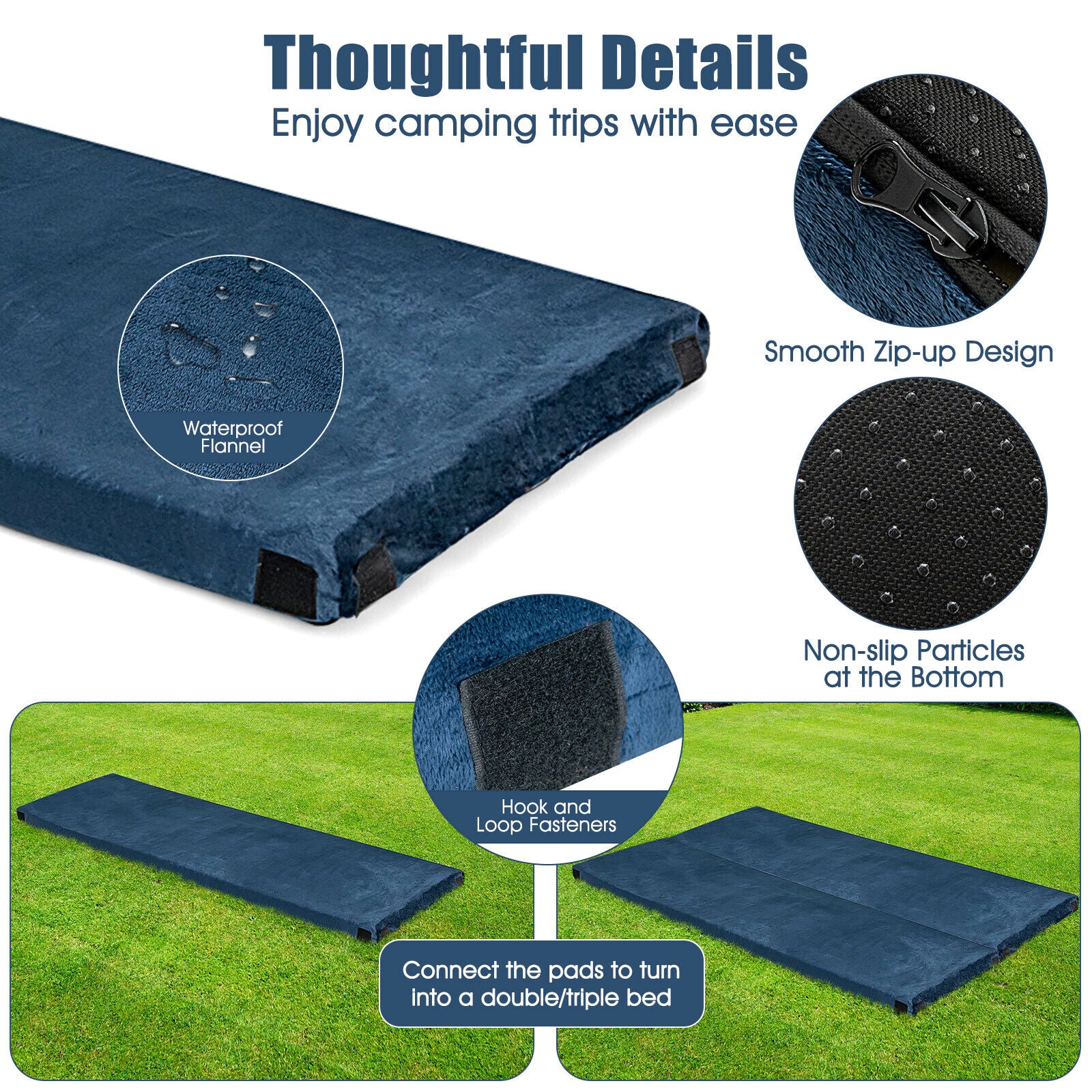 Lightweight Portable Memory Camping Mattress with Carrying Bag, Navy Air Mattresses & Sleeping Bags at Gallery Canada
