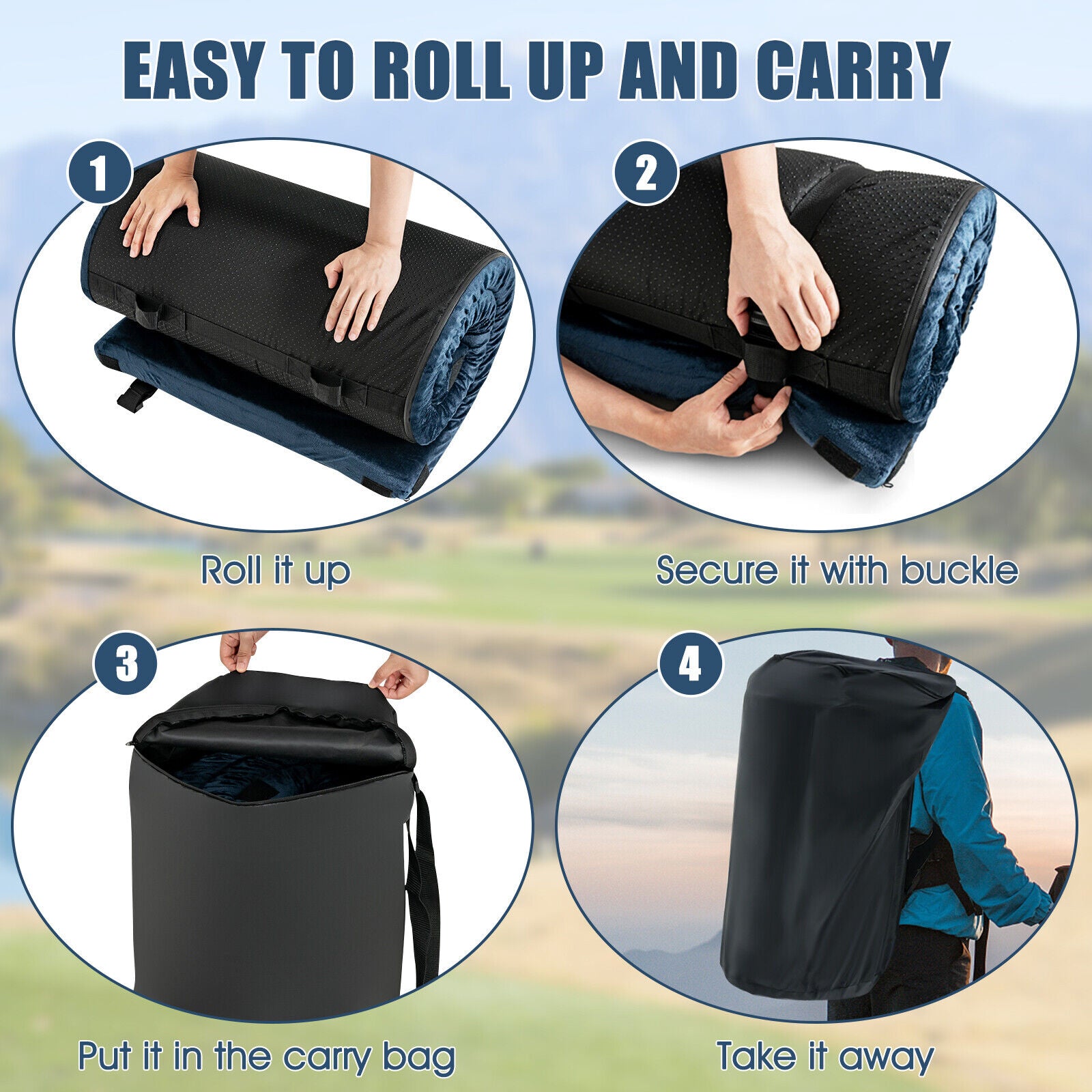Lightweight Portable Memory Camping Mattress with Carrying Bag, Navy Air Mattresses & Sleeping Bags at Gallery Canada
