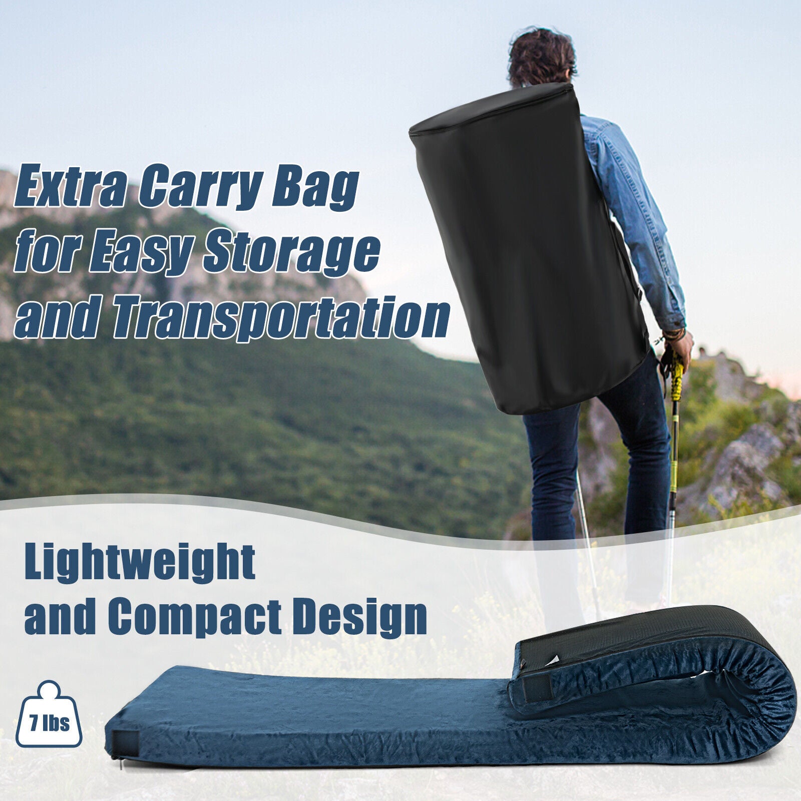 Lightweight Portable Memory Camping Mattress with Carrying Bag, Navy Air Mattresses & Sleeping Bags at Gallery Canada