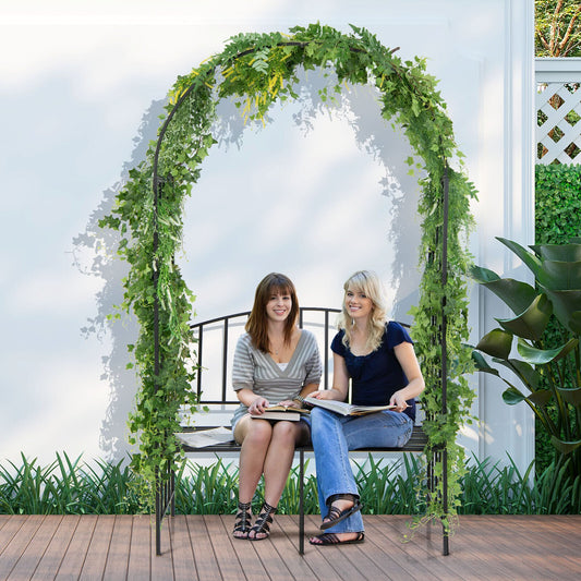 Steel Garden Arch with 2-Seat Bench, Black - Gallery Canada