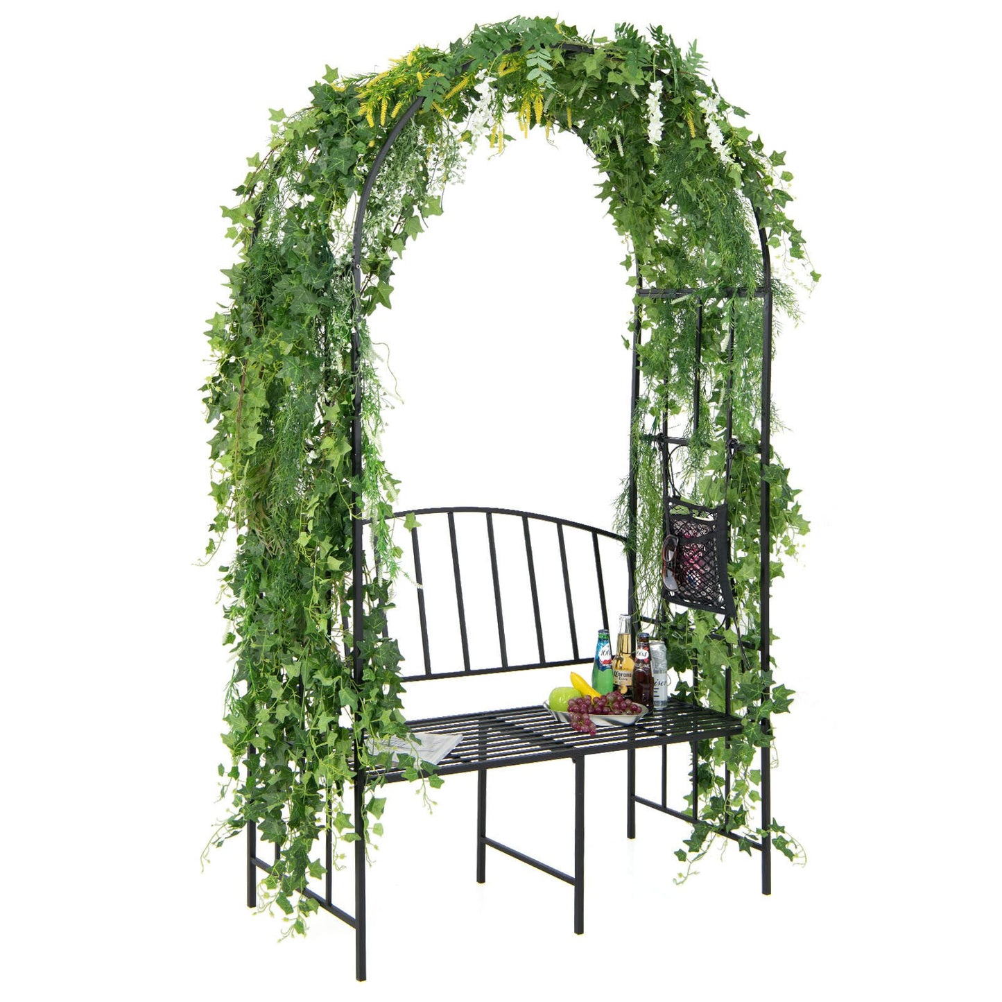 Steel Garden Arch with 2-Seat Bench, Black at Gallery Canada