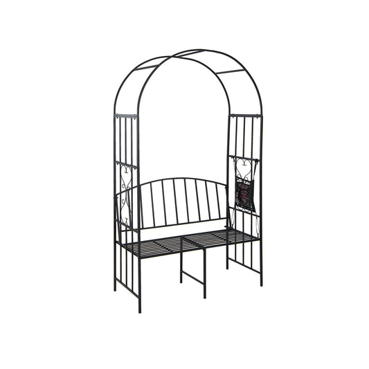 Steel Garden Arch with 2-Seat Bench, Black - Gallery Canada