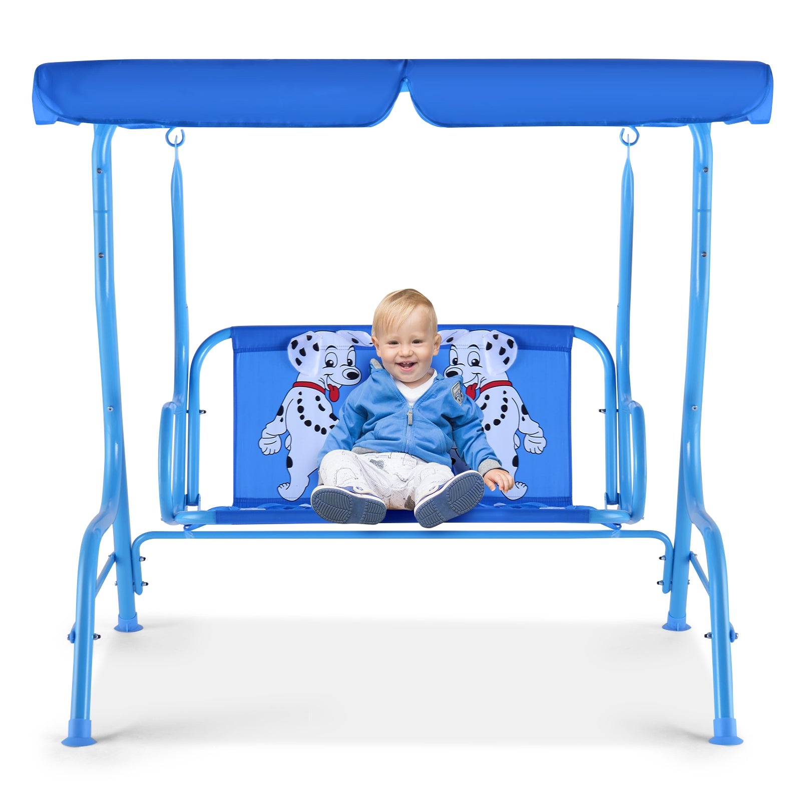 Outdoor Kids Patio Swing Bench with Canopy 2 Seats, Blue Porch Swings at Gallery Canada