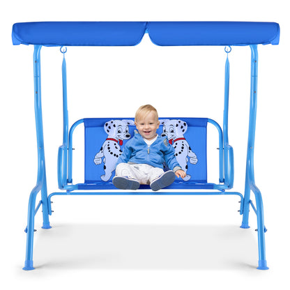 Outdoor Kids Patio Swing Bench with Canopy 2 Seats, Blue Porch Swings at Gallery Canada