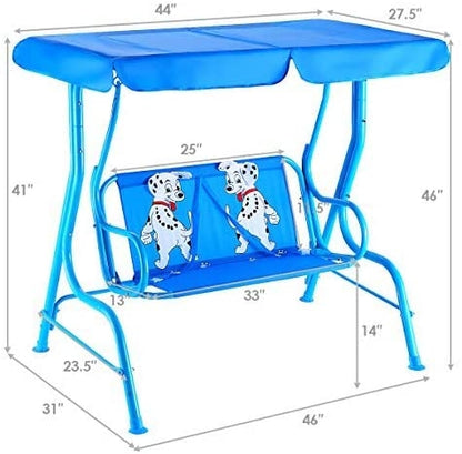 Outdoor Kids Patio Swing Bench with Canopy 2 Seats, Blue Porch Swings at Gallery Canada