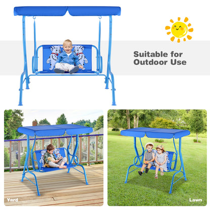 Outdoor Kids Patio Swing Bench with Canopy 2 Seats, Blue Porch Swings at Gallery Canada