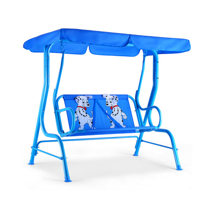 Outdoor Kids Patio Swing Bench with Canopy 2 Seats, Blue Porch Swings at Gallery Canada