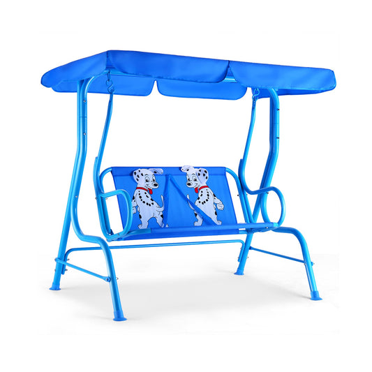 Outdoor Kids Swing Bench With Canopy, 2 Seats, Blue Porch Swings Blue at Gallery Canada