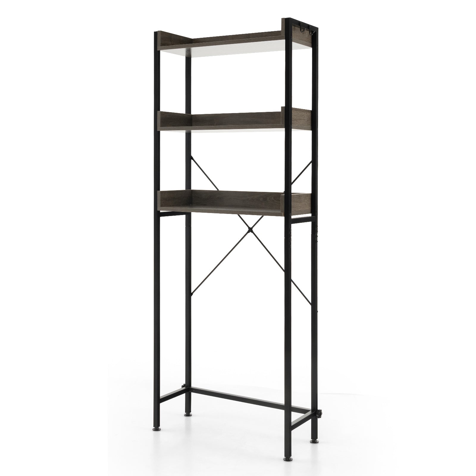 Over The Toilet Storage Rack With Hooks, Adjustable Bottom Bar, Gray Bathroom Etagere Gray at Gallery Canada