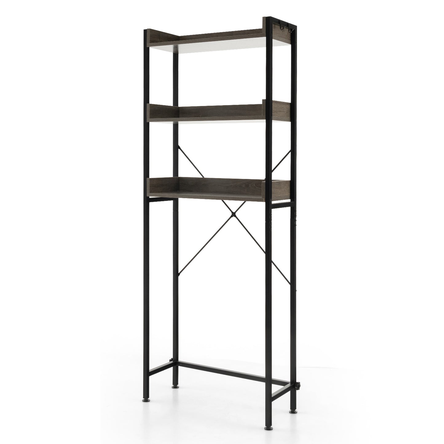 Over The Toilet Storage Rack With Hooks, Adjustable Bottom Bar, Gray Bathroom Etagere at Gallery Canada