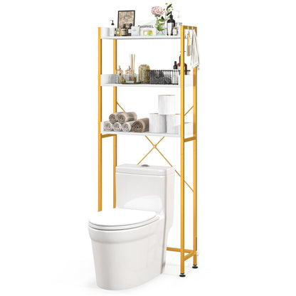 Over The Toilet Storage Rack with Hooks and Adjustable Bottom Bar, White Bathroom Etagere at Gallery Canada