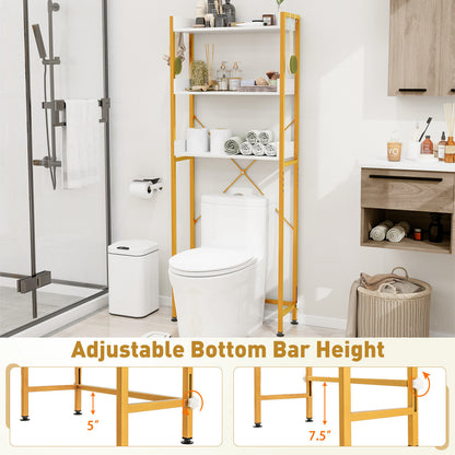 Over The Toilet Storage Rack with Hooks and Adjustable Bottom Bar, White Bathroom Etagere at Gallery Canada