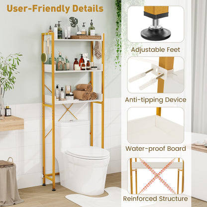 Over The Toilet Storage Rack with Hooks and Adjustable Bottom Bar, White Bathroom Etagere at Gallery Canada