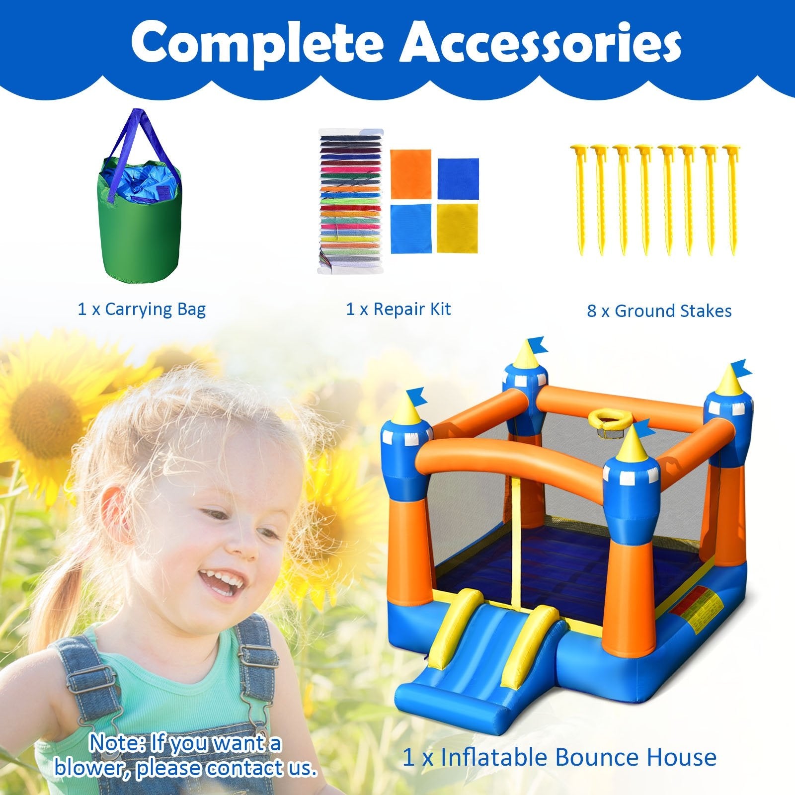Kids Inflatable Bounce House Magic Castle with Large Jumping Area without Blower - Gallery Canada