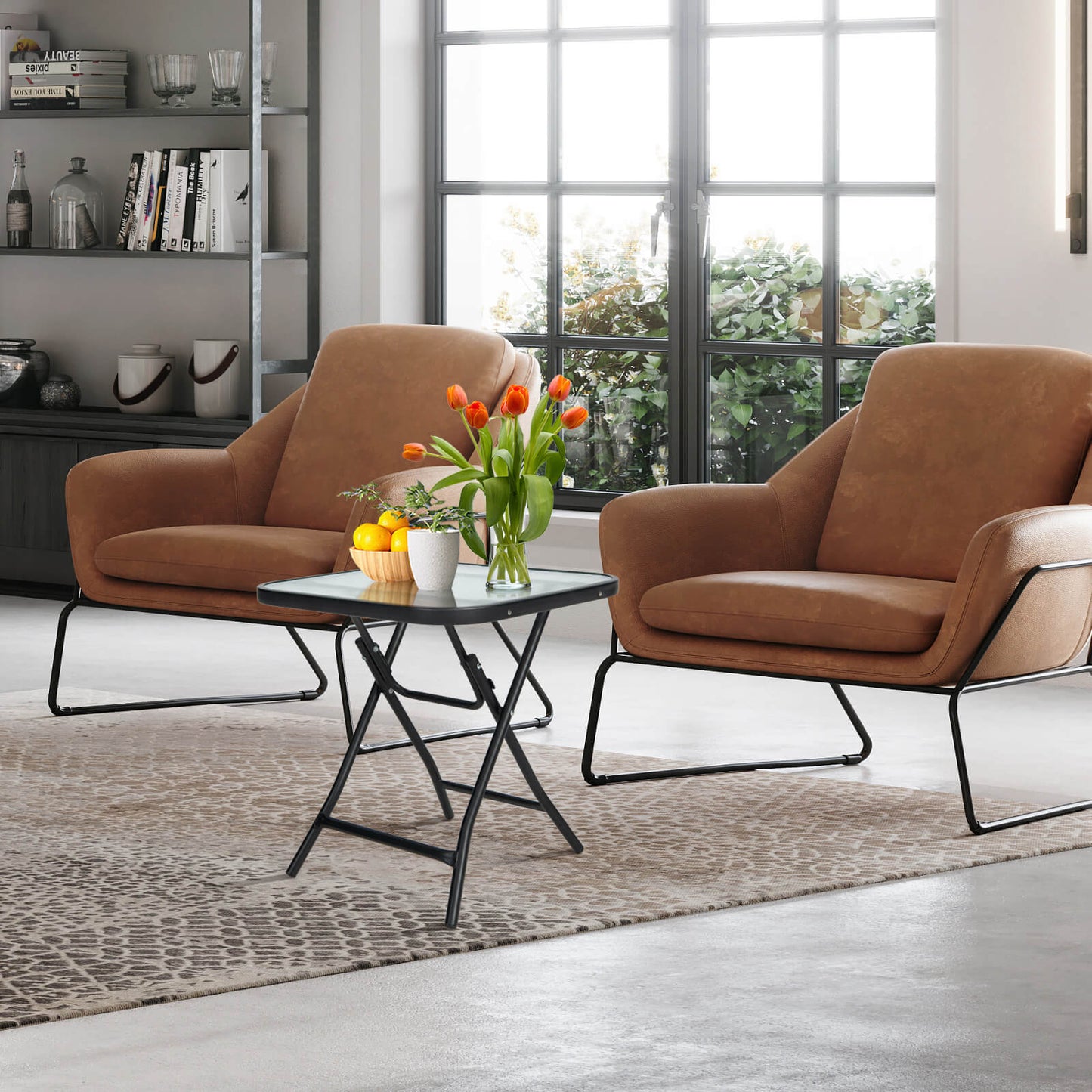 18 Inch Square Patio Bistro Table with Rustproof Frame, Black Patio Coffee Tables at Gallery Canada