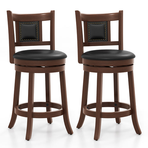 25.5 Inch Upholstered Bar Stools Set Of 2, Brown
