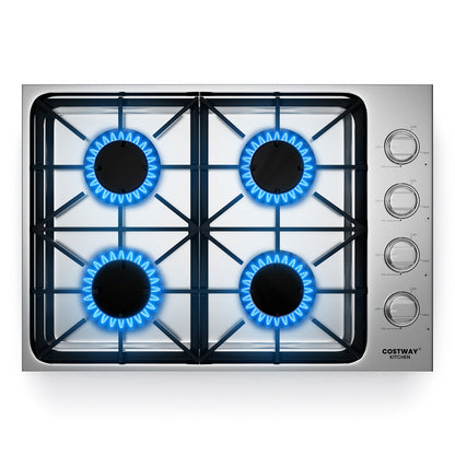 30 Inch Gas Cooktop, 4 Burners, Silver Food Warmers & Burners at Gallery Canada
