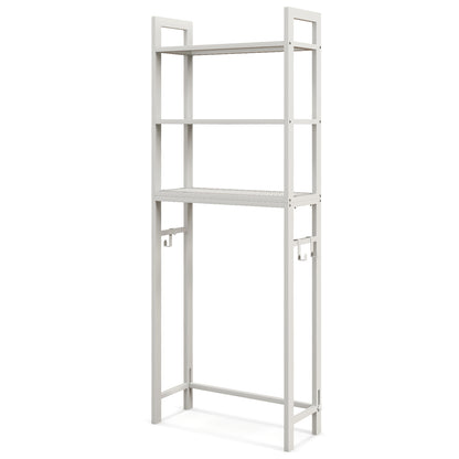Over-The-Toilet Storage Shelf, Metal Bathroom Organizer Hooks, White Bathroom Etagere White at Gallery Canada