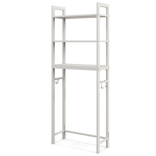 Over-The-Toilet Storage Shelf, Metal Bathroom Organizer Hooks, White Bathroom Etagere White at Gallery Canada