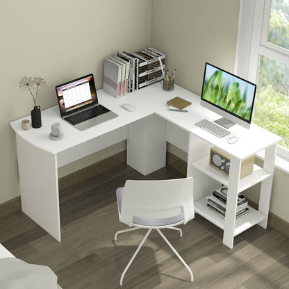 Large L-Shaped Computer Desk, With Cable Holes And Storage Shelves, White L-Shaped Desks at Gallery Canada