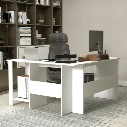 Large L-Shaped Computer Desk, With Cable Holes And Storage Shelves, White L-Shaped Desks at Gallery Canada