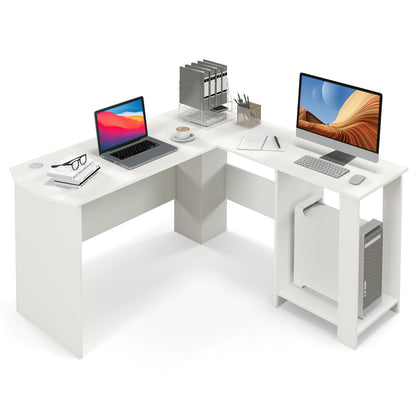 Large L-Shaped Computer Desk, With Cable Holes And Storage Shelves, White L-Shaped Desks at Gallery Canada