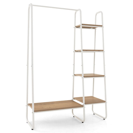 Clothes Rack Free Standing Storage Tower with Metal Frame, Natural - Gallery Canada