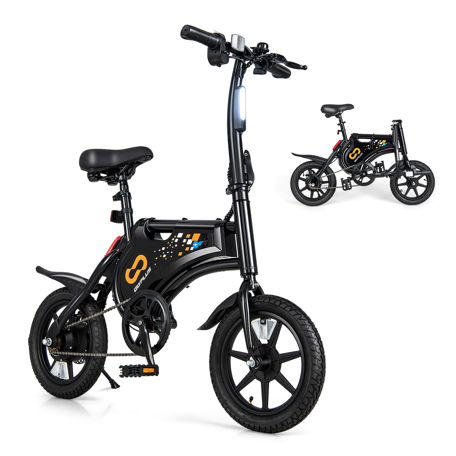 Electric Bike for Adults Folding Electric Bicycle with 350W Motor and 36V Battery, Black Exercise Machines Black at Gallery Canada