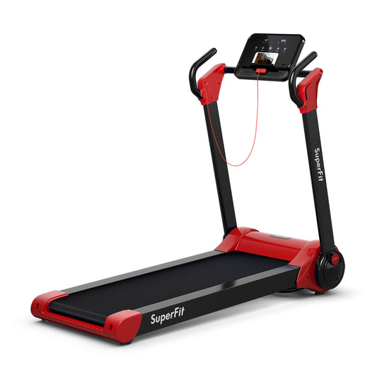 2.25 HP Electric Motorized Folding Running Treadmill Machine with LED Display and APP Control, Red Treadmills Red at Gallery Canada
