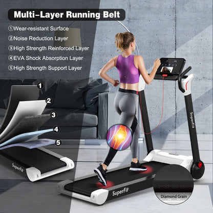 2.25 HP Electric Motorized Folding Running Treadmill Machine with LED Display and APP Control, White Treadmills at Gallery Canada