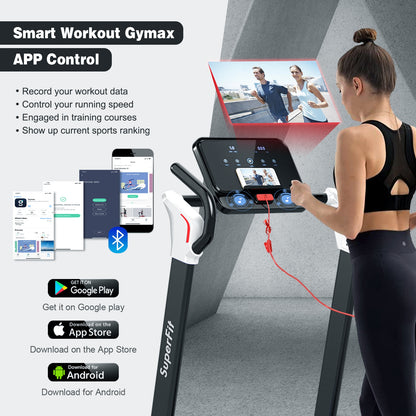 2.25 HP Electric Motorized Folding Running Treadmill Machine with LED Display and APP Control, White Treadmills at Gallery Canada
