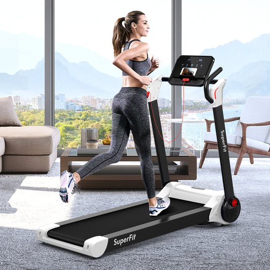 2.25 HP Electric Motorized Folding Running Treadmill Machine with LED Display and APP Control, White Treadmills White at Gallery Canada
