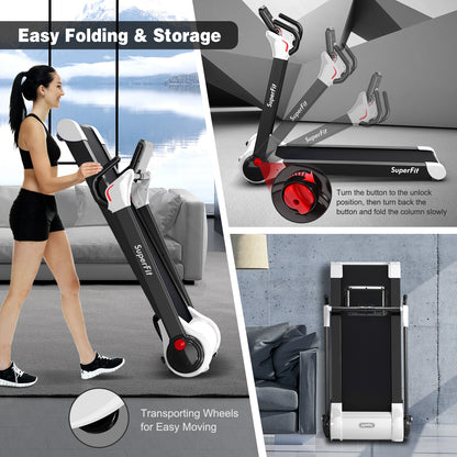 2.25 HP Electric Motorized Folding Running Treadmill Machine with LED Display and APP Control, White Treadmills at Gallery Canada
