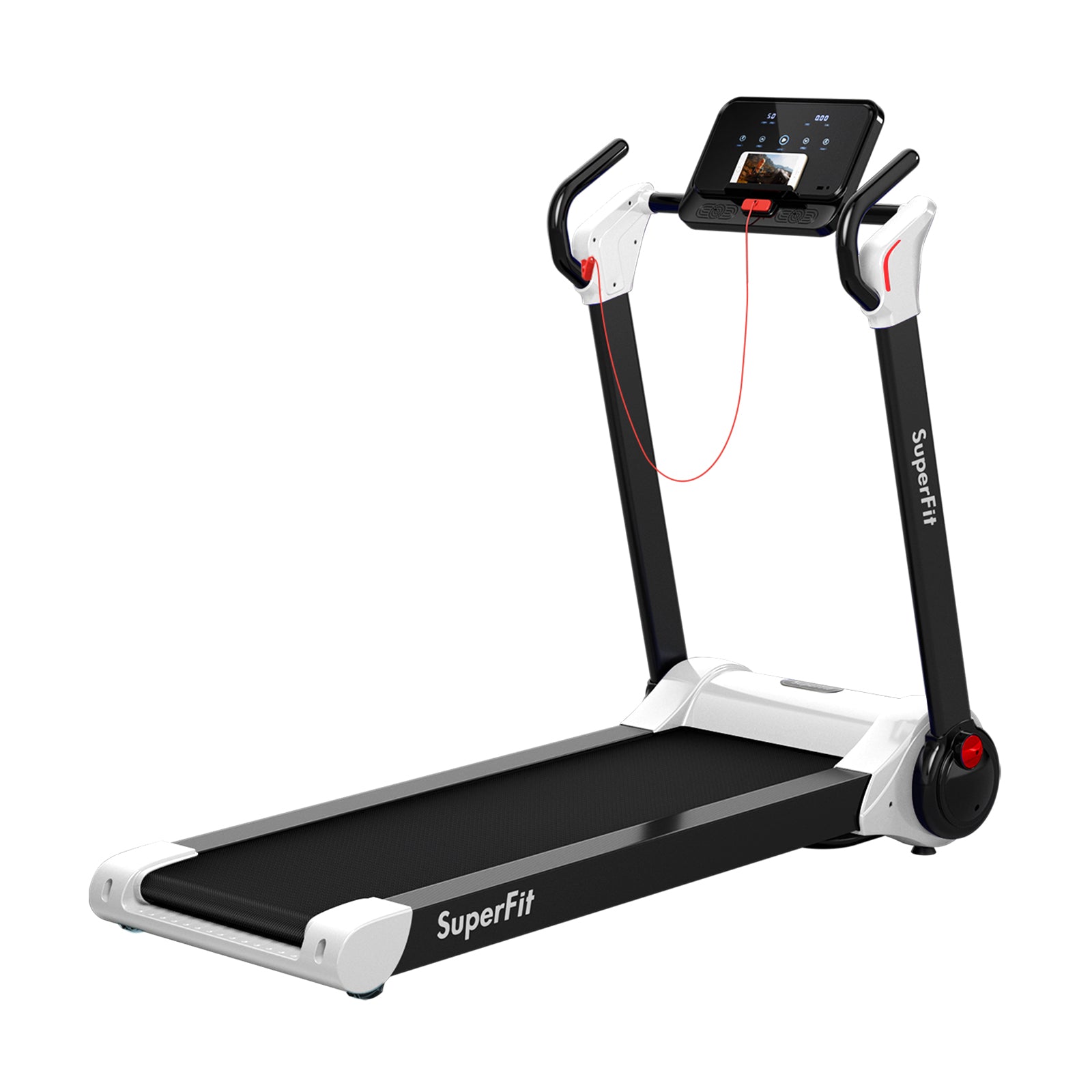 2.25 HP Electric Motorized Folding Running Treadmill Machine with LED Display and APP Control, White Treadmills at Gallery Canada