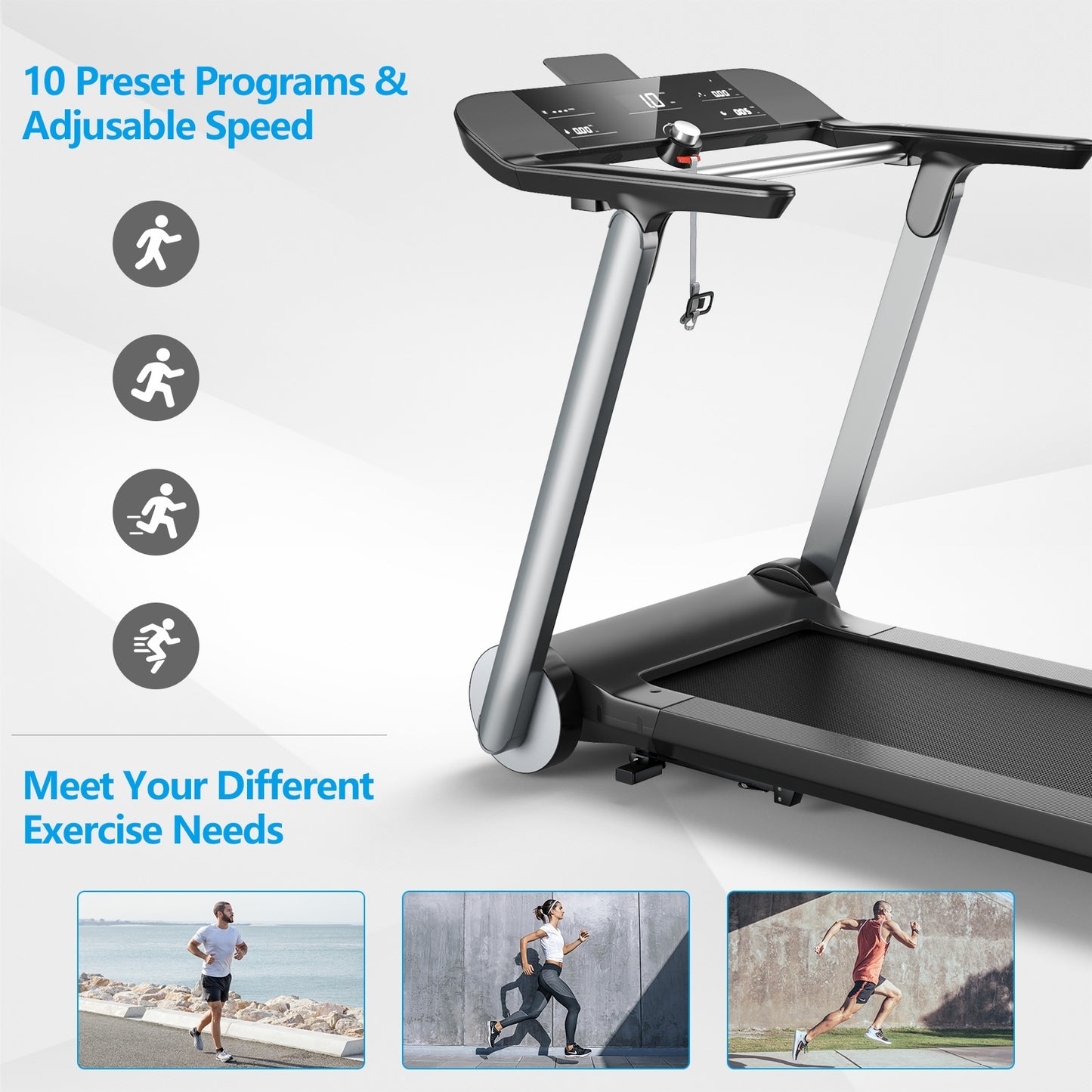 Italian Designed Folding Treadmill for Home, Black Treadmills at Gallery Canada