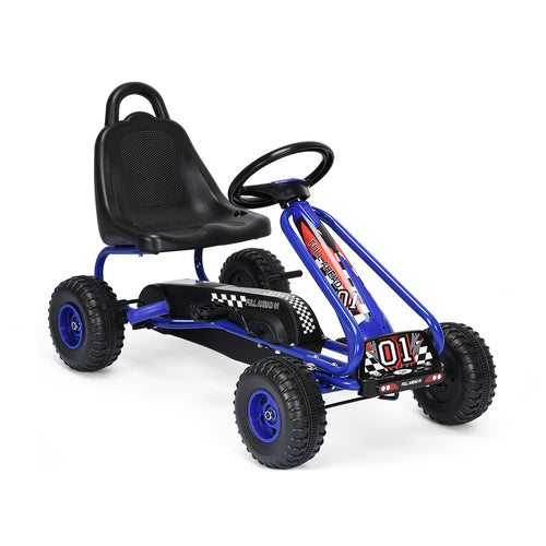 4 Wheel Pedal Powered Ride On, Adjustable Seat, Blue
