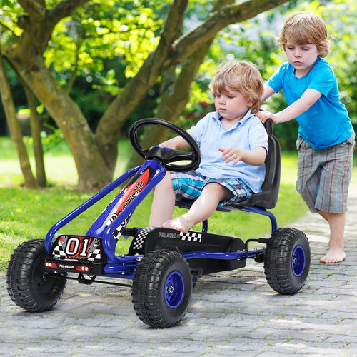 4 Wheel Pedal Powered Ride On with Adjustable Seat, Blue