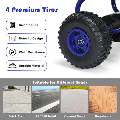 4 Wheel Pedal Powered Ride On with Adjustable Seat, Blue Powered Ride On Toys at Gallery Canada