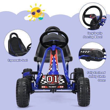 4 Wheel Pedal Powered Ride On with Adjustable Seat, Blue Powered Ride On Toys at Gallery Canada