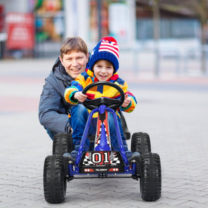 4 Wheel Pedal Powered Ride On with Adjustable Seat, Blue Powered Ride On Toys at Gallery Canada