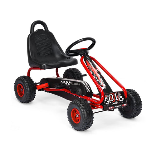 4 Wheel Pedal Powered Ride On with Adjustable Seat, Red