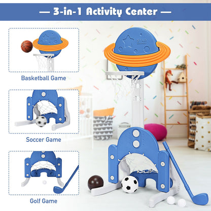3 in 1 Kids Basketball Hoop Set with Balls, Blue Toy Sports at Gallery Canada