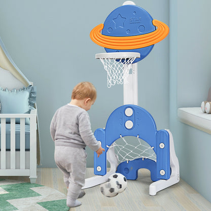 3 in 1 Kids Basketball Hoop Set with Balls, Blue Toy Sports at Gallery Canada