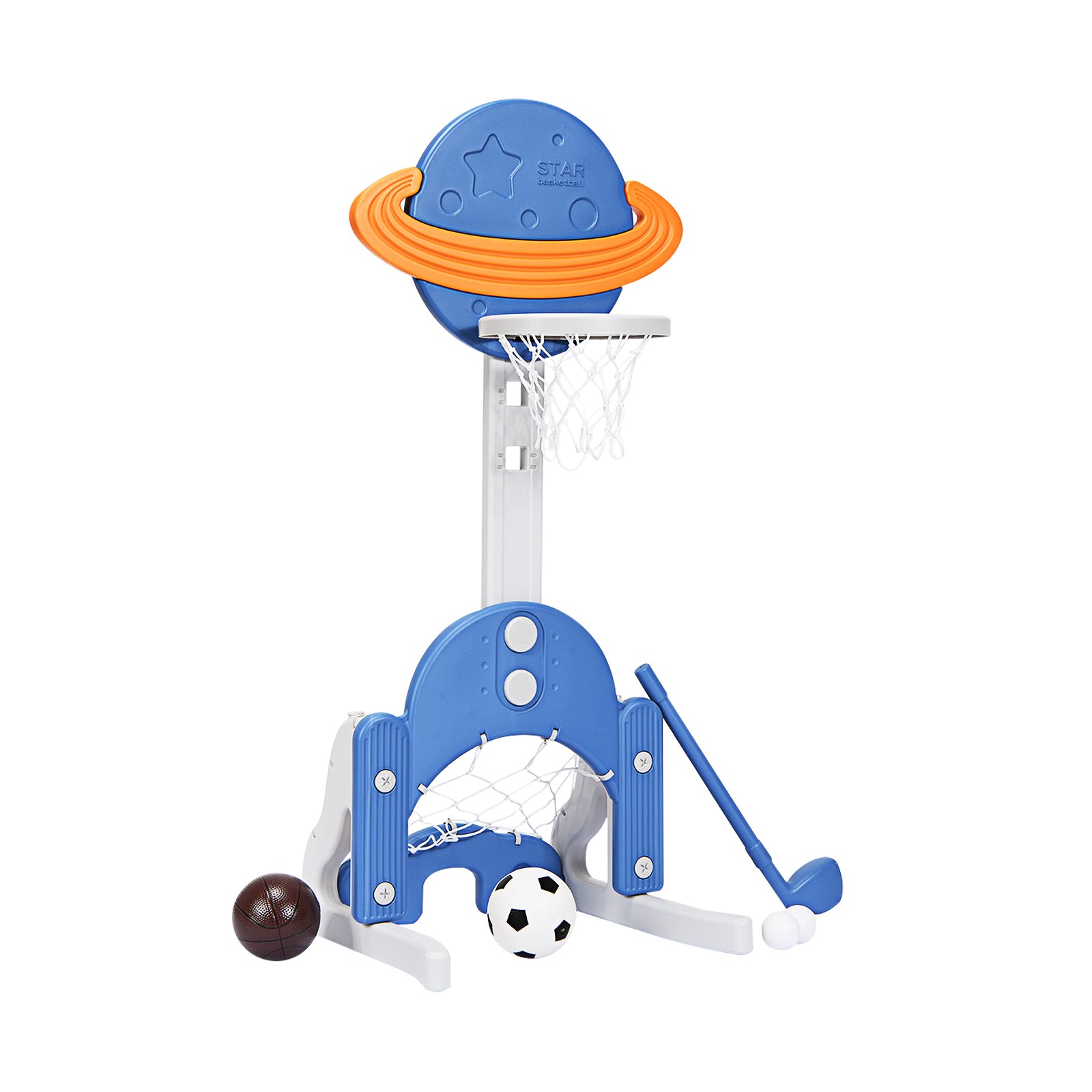 3 in 1 Kids Basketball Hoop Set with Balls, Blue Toy Sports at Gallery Canada
