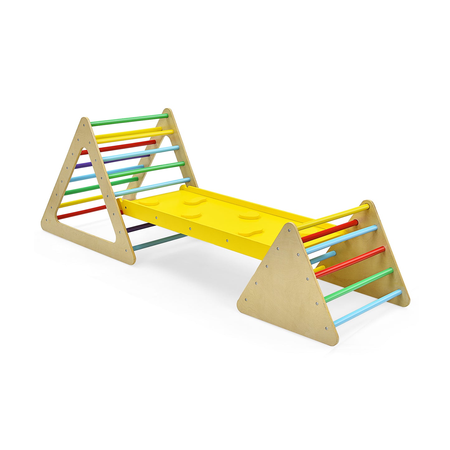 Wooden Triangle Climber With Ramp, 2-Piece Set, Multicolor Climbers & Slides Multicolor at Gallery Canada