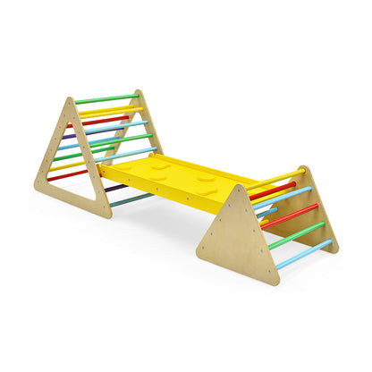 Wooden Triangle Climber With Ramp, 2-Piece Set, Multicolor Climbers & Slides Multicolor at Gallery Canada