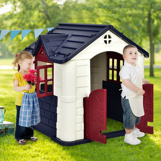 Kid’s Playhouse Pretend Toy House For Boys and Girls 7 Pieces Toy Set, Blue - Gallery Canada