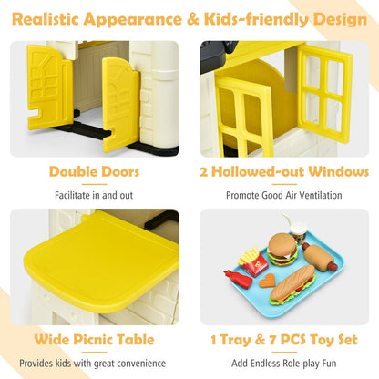 Kid’s Playhouse Pretend Toy House For Boys and Girls 7 Pieces Toy Set, Yellow Play Tents & Playhouse at Gallery Canada