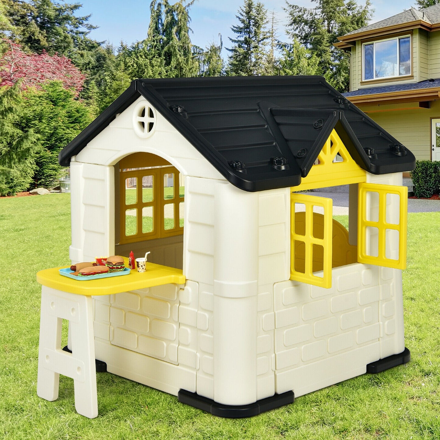 Kid’s Playhouse Pretend Toy House For Boys and Girls 7 Pieces Toy Set, Yellow Play Tents & Playhouse at Gallery Canada