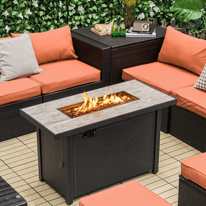42 Inch 60000 BTU Propane Fire Pit Table, Ceramic Tabletop, Black Fire Pits at Gallery Canada